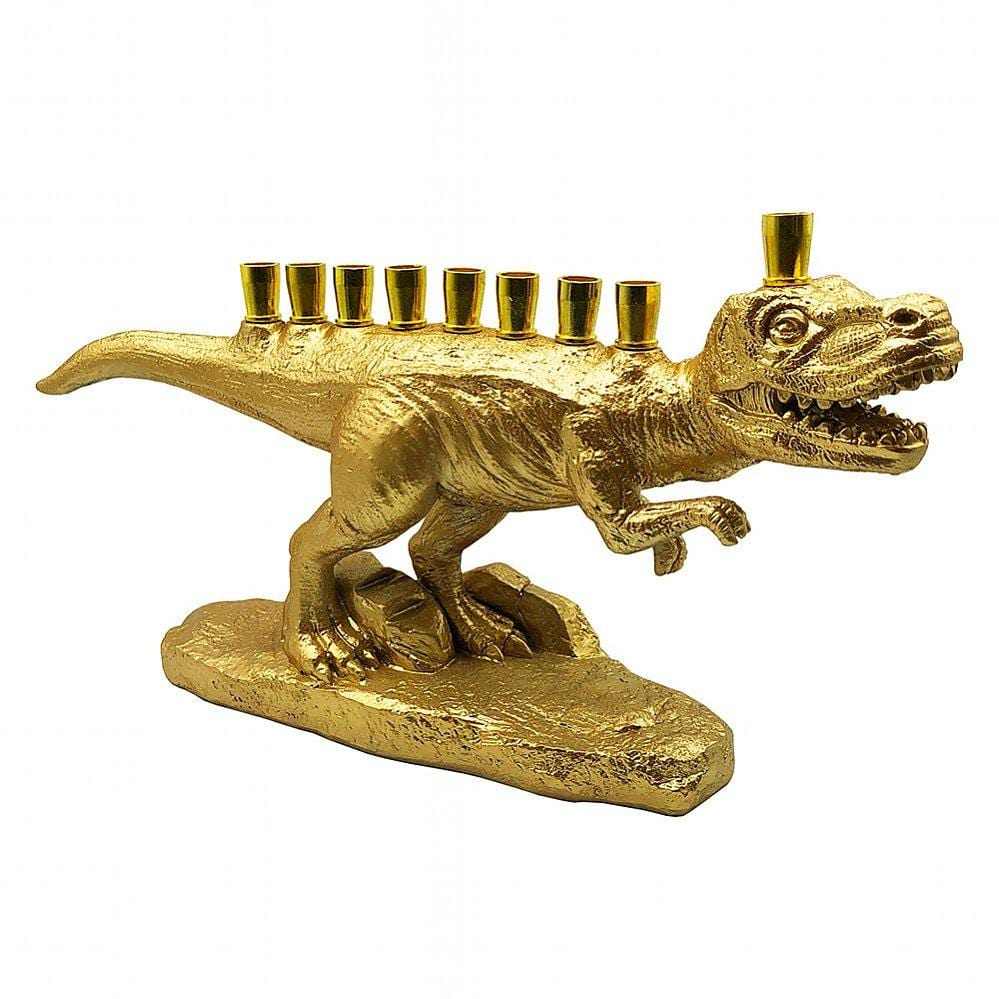 Aviv Judaica Menorahs Gold T-Rex Dinosaur Menorah