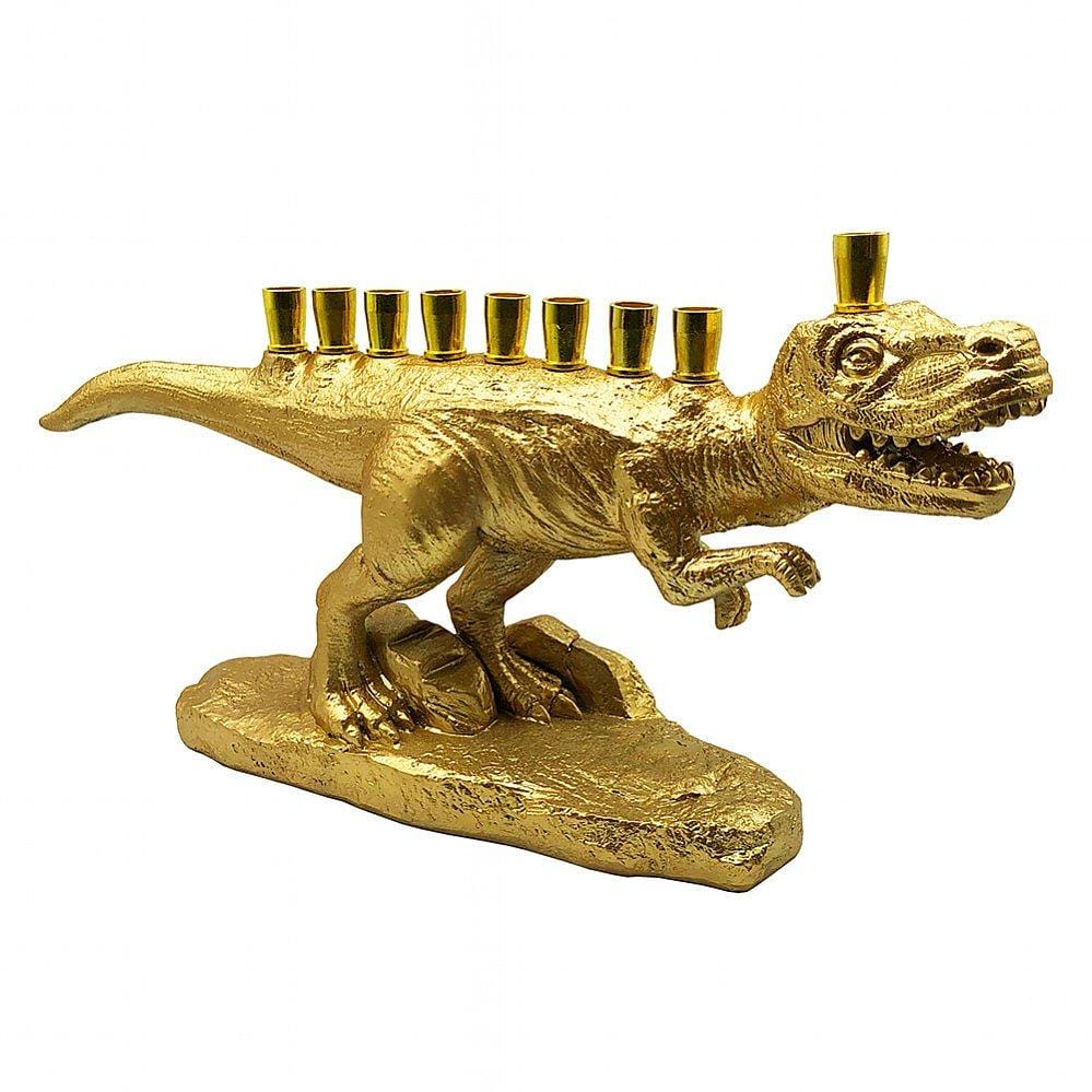 Aviv Judaica - Gold T - Rex Dinosaur Menorah - ModernTribe