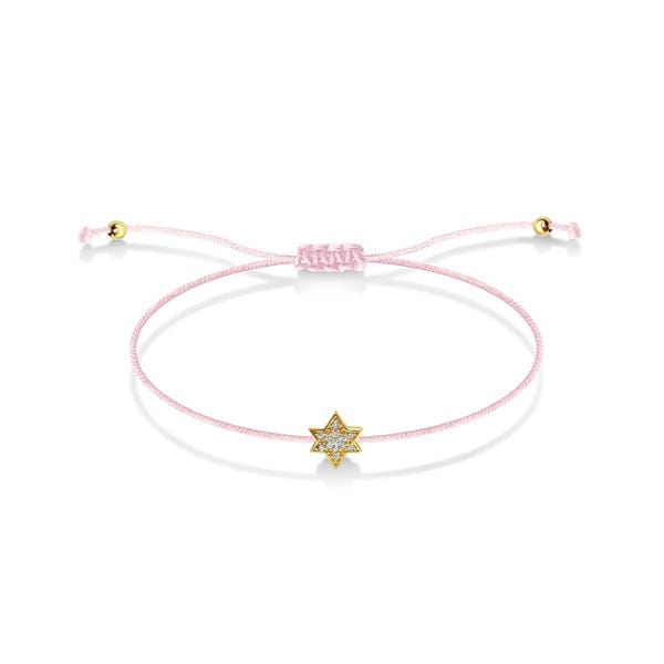 Alef Bet Bracelets Pink String Star of David Bracelet