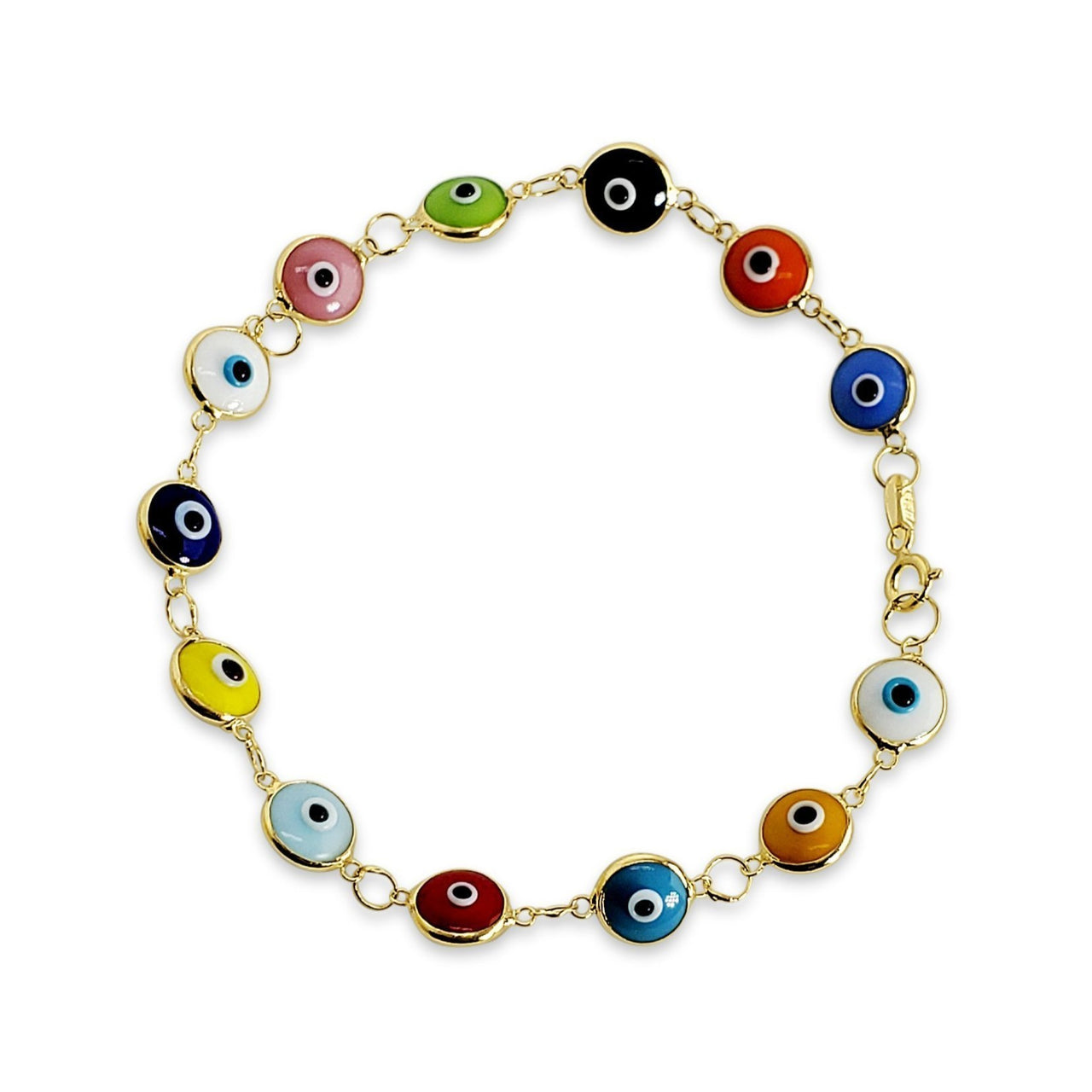 Alef Bet - Colorful Gold Evil Eye Bracelet - ModernTribe