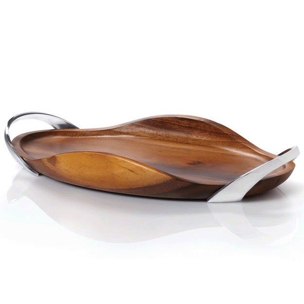 Nambé Challah Accessory Bella Wood Handled Challah Tray by Nambé