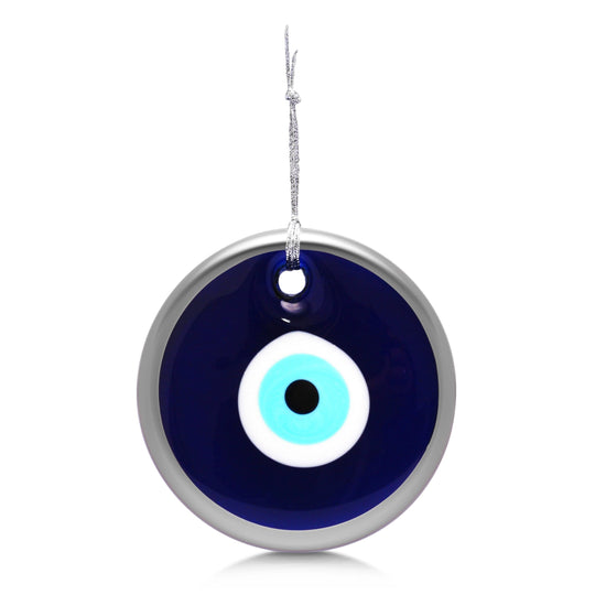 Evil Eye Glass Wall Hanging - Silver, Gold or Blue Border