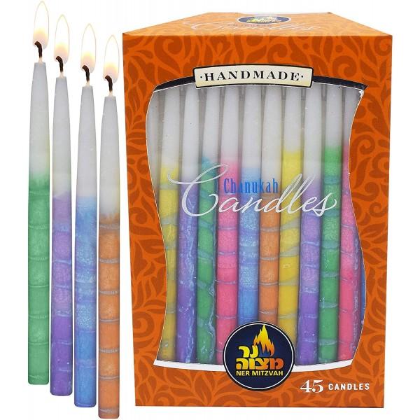 Ner Mitzvah - Colorful Swirl Handmade Decorated Hanukkah Candles - ModernTribe