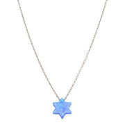 Alef Bet Necklaces Sterling Silver Opal Star of David Necklace - Blue