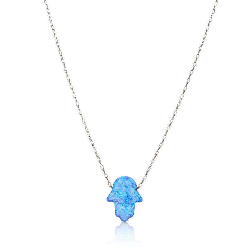Alef Bet - Blue Opal Hamsa Necklace - ModernTribe