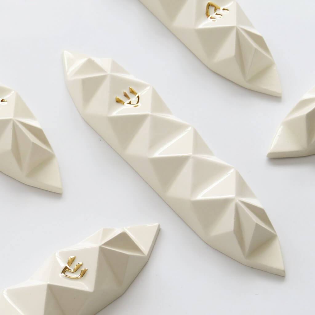 Studio Armadillo - Origami Mezuzah - White and Gold - ModernTribe