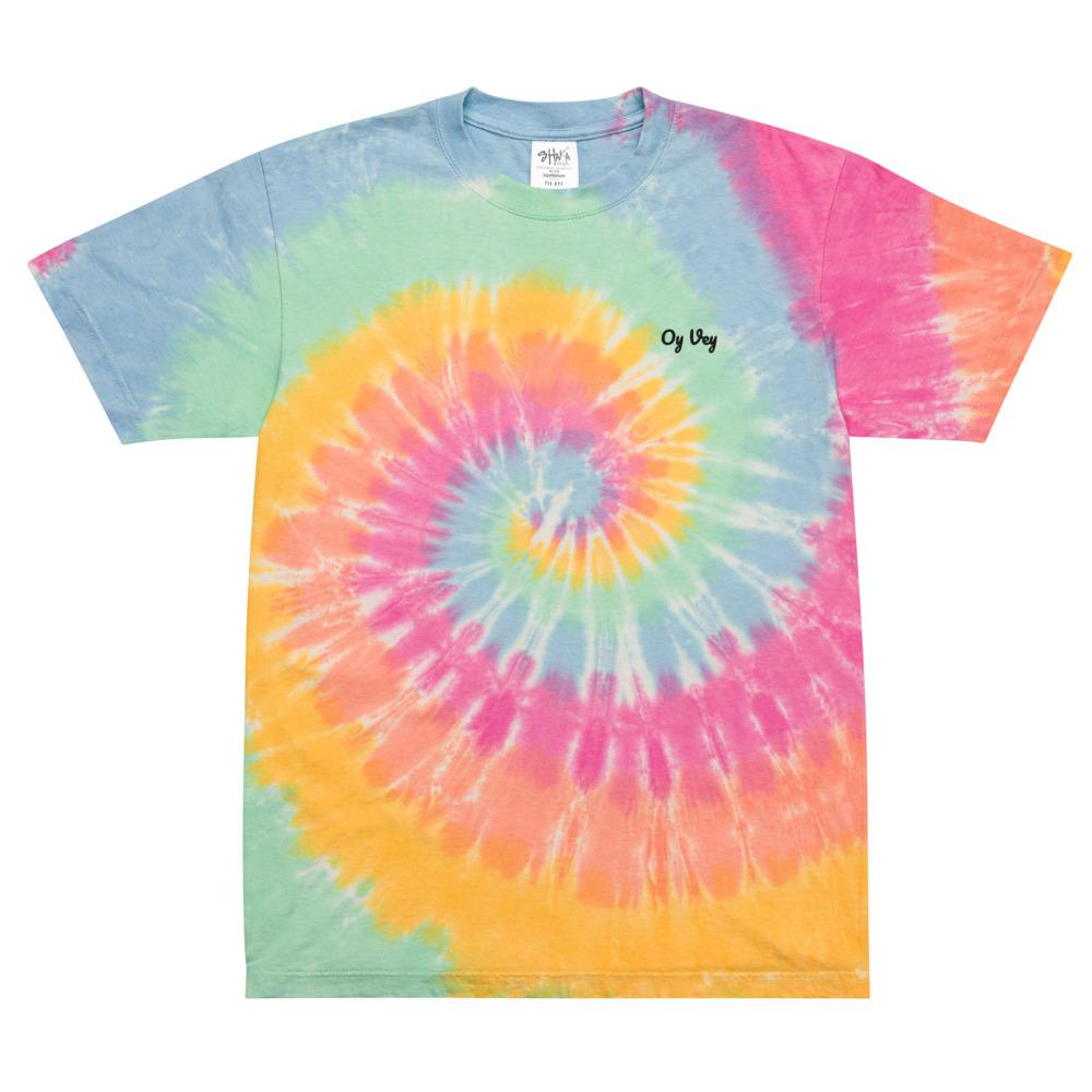 ModernTribe Apparel - Oversized Oy Vey Embroidered Tie - Dye T-shirt - (Sizes S - XXL) - ModernTribe
