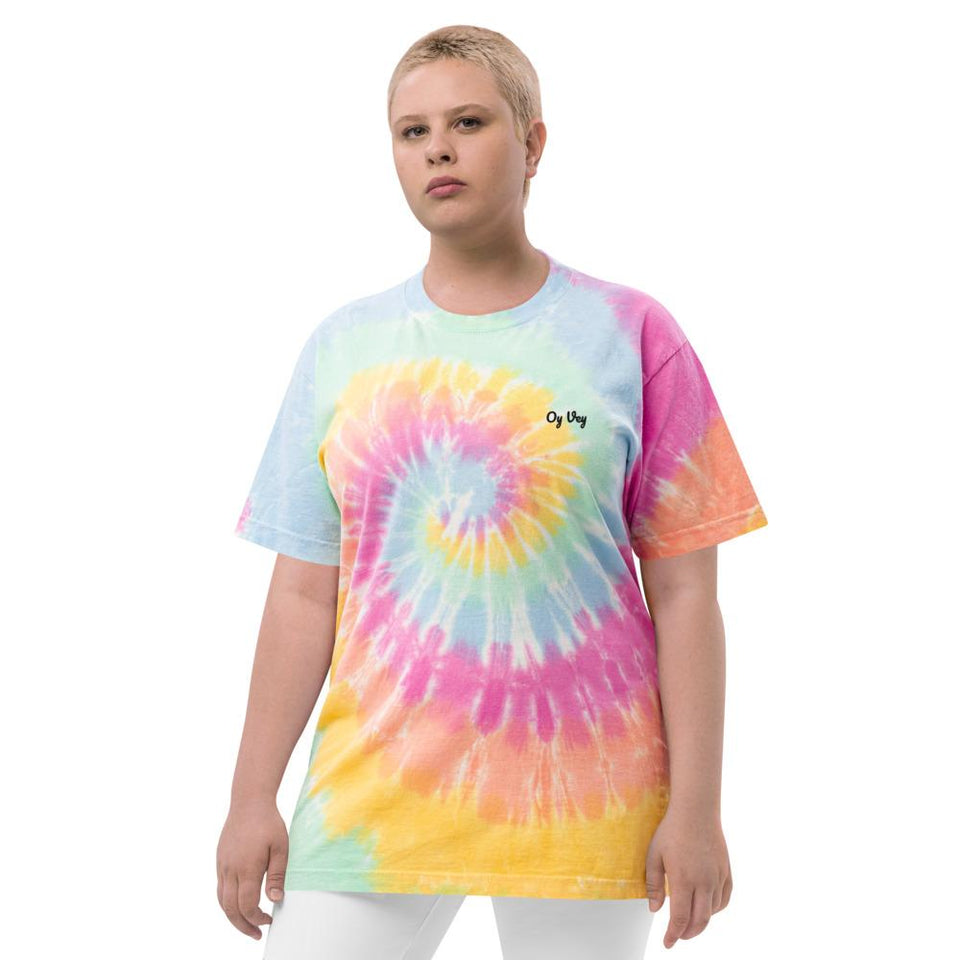 ModernTribe Apparel - Oversized Oy Vey Embroidered Tie - Dye T-shirt - (Sizes S - XXL) - ModernTribe