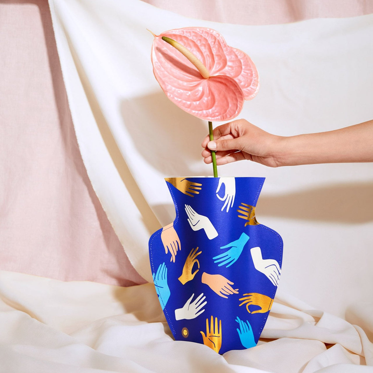 Octaevo - Blue Paper Hamsa Vase by Octaevo - Large or Mini - ModernTribe