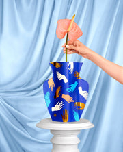 Octaevo Vase Blue Paper Hamsa Vase by Octaevo - Regular or Mini