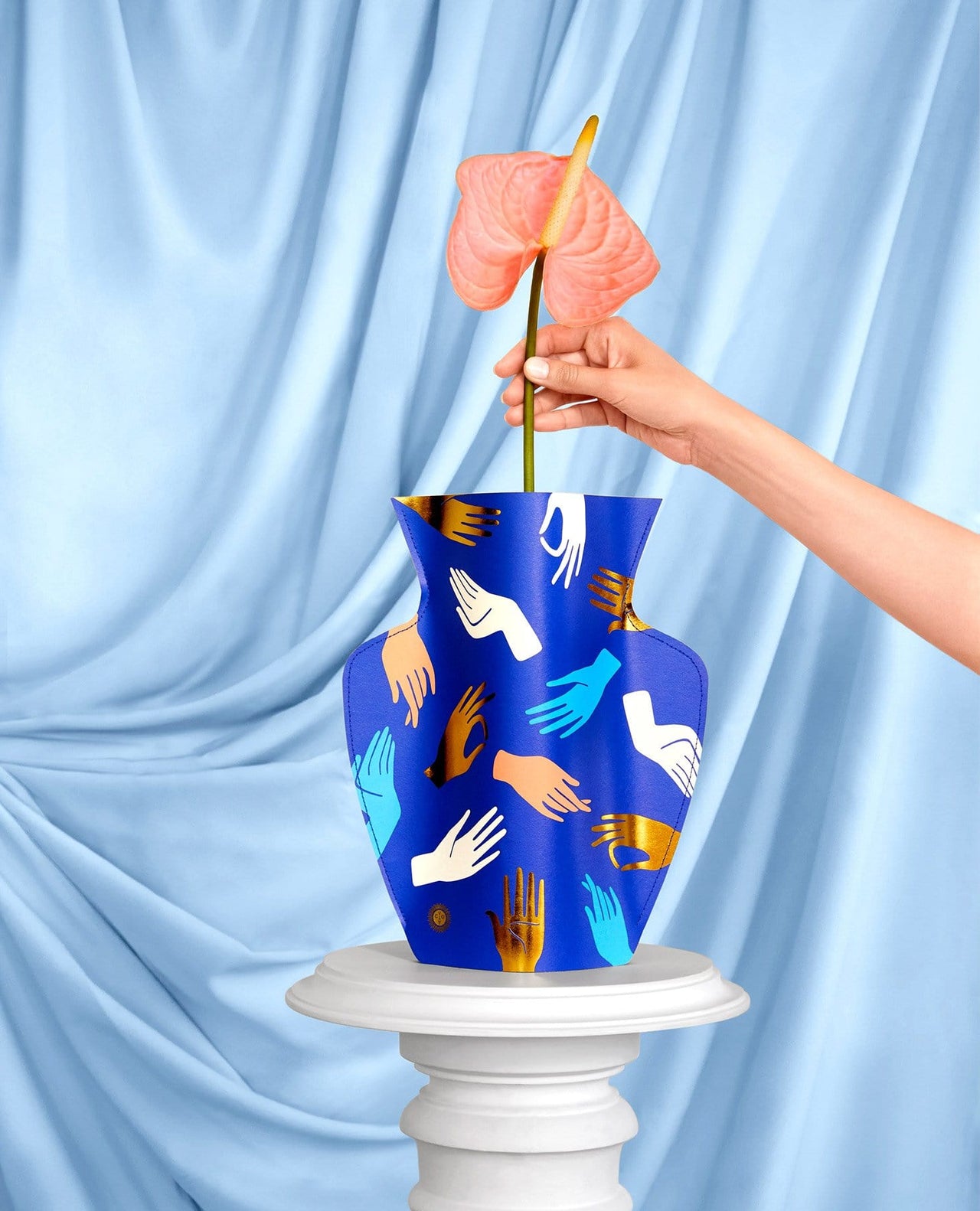 Octaevo - Blue Paper Hamsa Vase by Octaevo - Large or Mini - ModernTribe