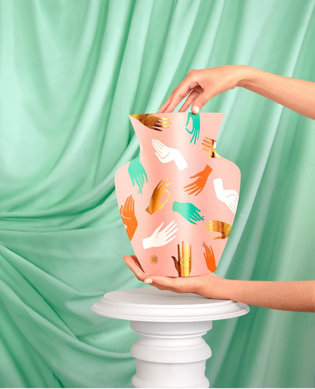 Octaevo - Pink Paper Hamsa Vase by Octaevo - Large or Mini - ModernTribe