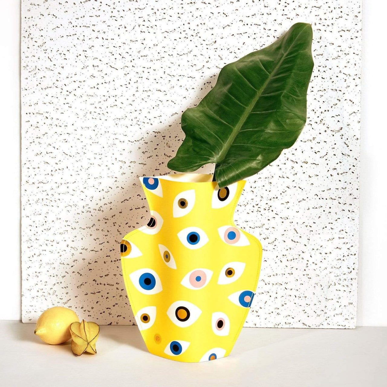 Octaevo - Yellow Paper Evil Eye Vase by Octaevo - Large or Mini - ModernTribe