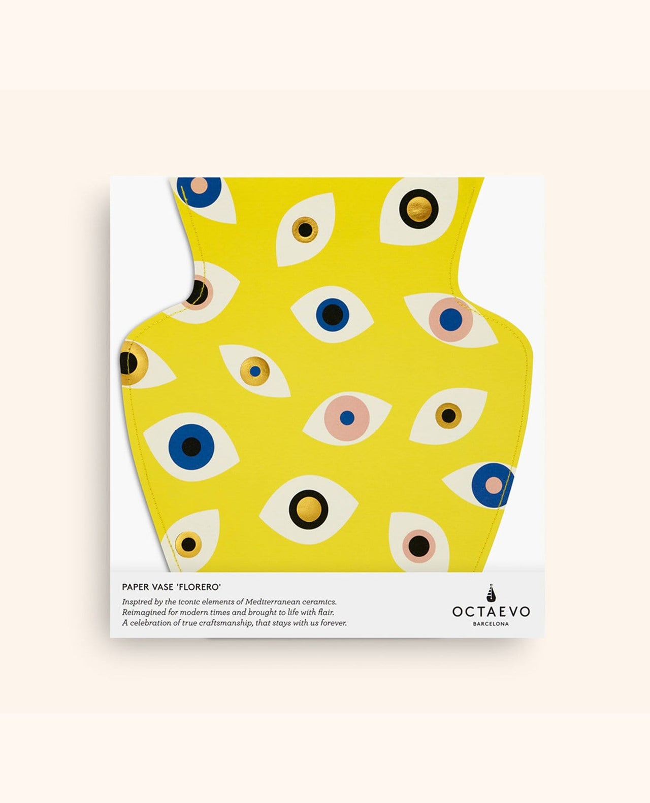 Octaevo - Yellow Paper Evil Eye Vase by Octaevo - Large or Mini - ModernTribe