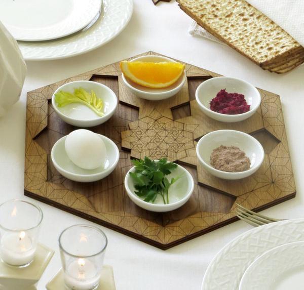 Studio Armadillo - Wood Pomegranate Hexagonal Seder Plate - ModernTribe