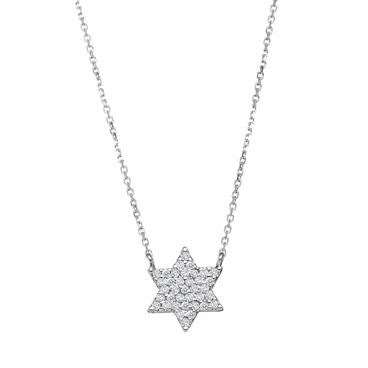Alef Bet - Diamond Star of David Necklace - White Gold - ModernTribe