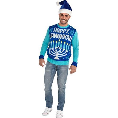 Amscan Sweaters Light-Up Menorah Unisex Hanukkah Sweater