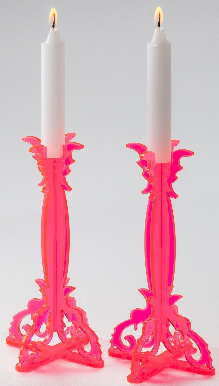 Barbara Shaw Candleholders Pink Perspex Candlesticks