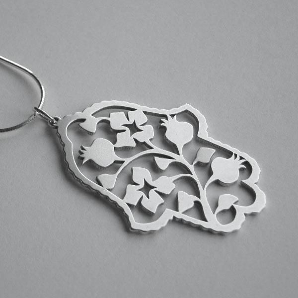 Melanie Dankowicz - Sterling Silver Pomegranate Hamsa Pendant Necklace by Melanie Dankowicz - ModernTribe