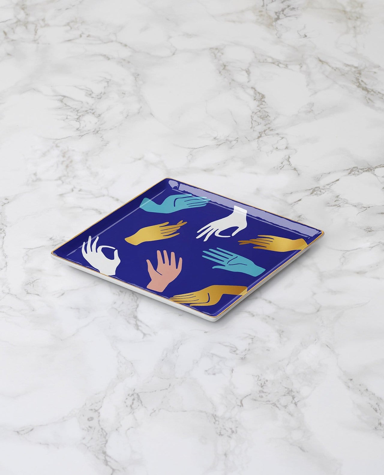Octaevo - Ceramic Hamsa Tray by Octaevo - Blue - ModernTribe