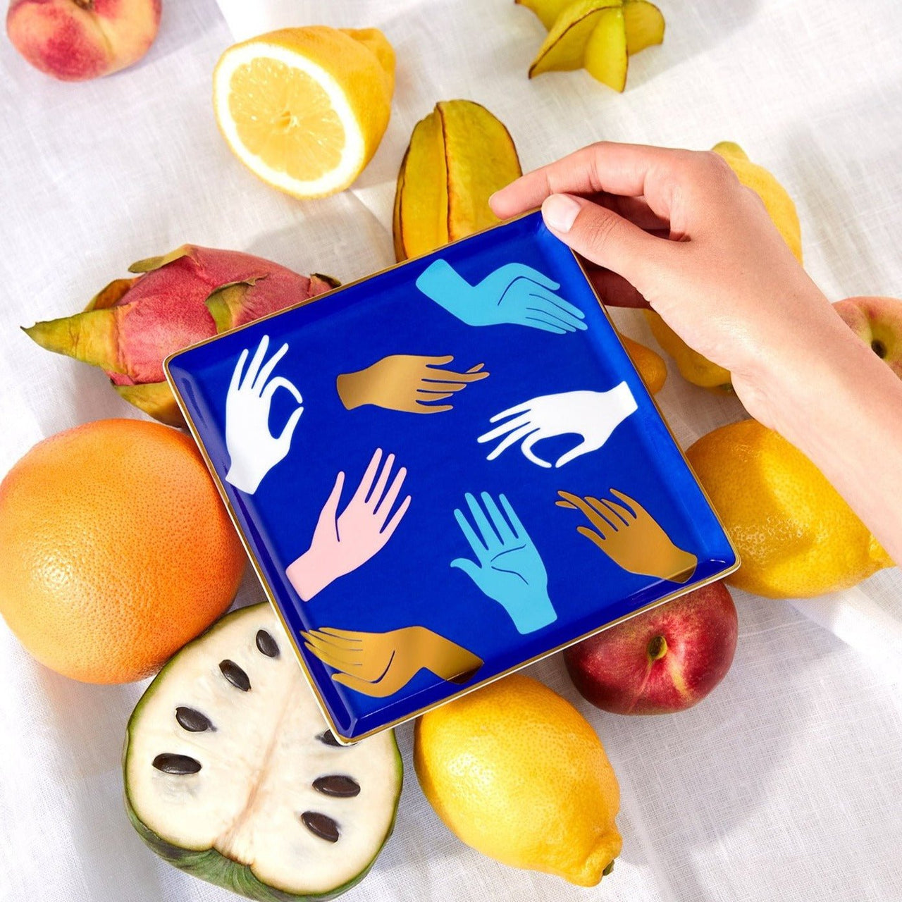 Octaevo - Ceramic Hamsa Tray by Octaevo - Blue - ModernTribe