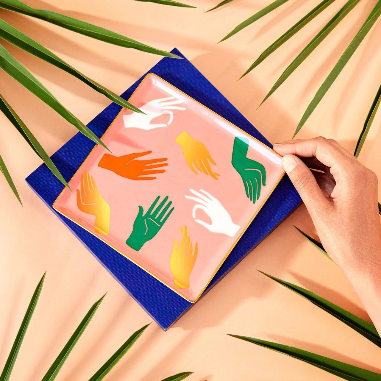 Octaevo - Ceramic Hamsa Tray by Octaevo - Pink - ModernTribe