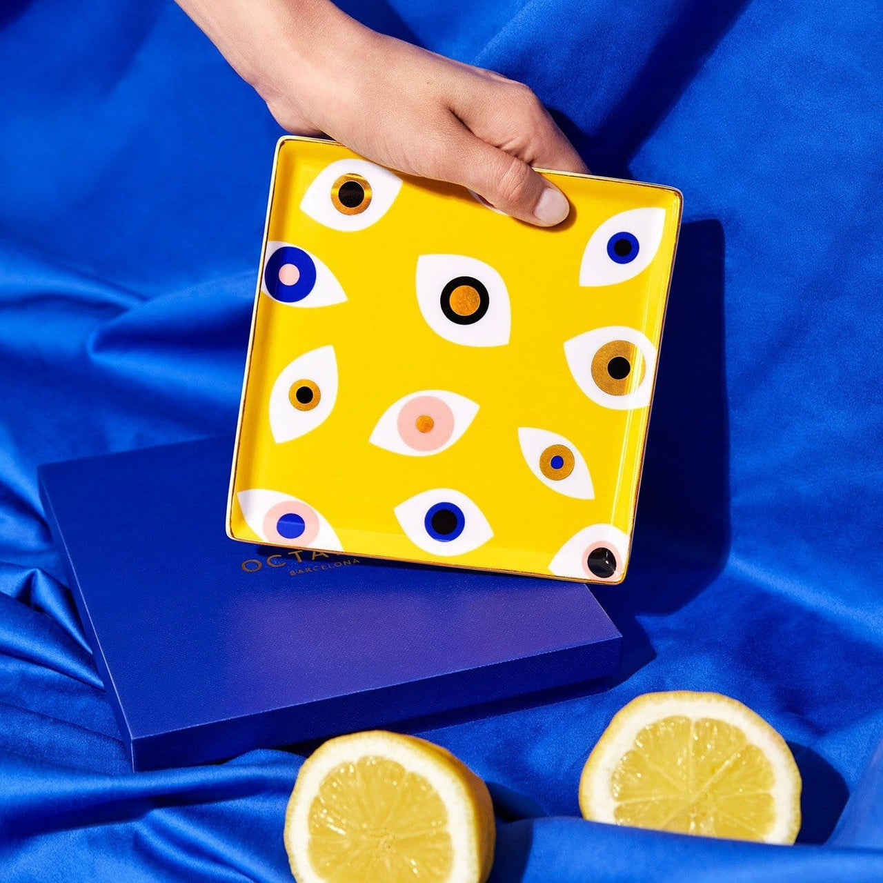 Octaevo - Ceramic Evil Eye Tray by Octaevo - Yellow - ModernTribe
