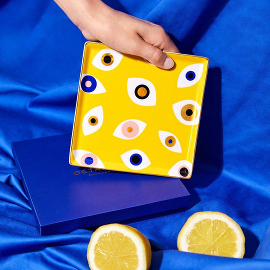 Ceramic Evil Eye Tray by Octaevo - Yellow