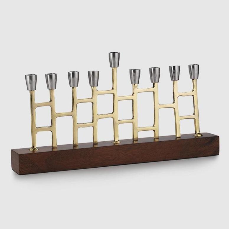 Mary Jurek - Gold Metal and Wood Menorah by Mary Jurek - ModernTribe