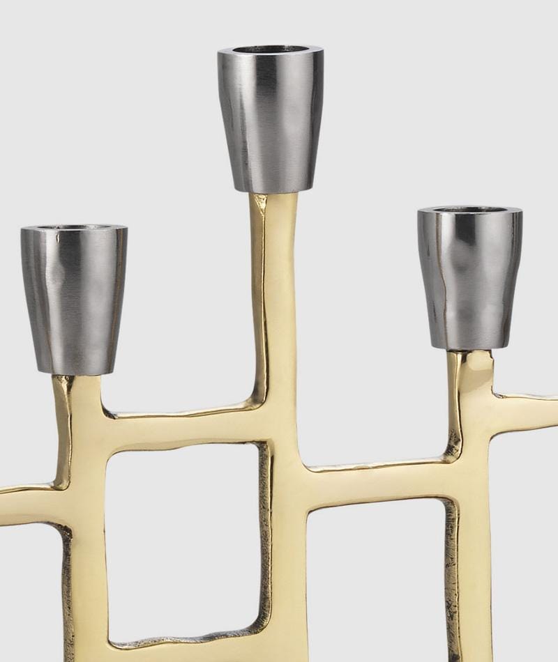 Mary Jurek - Gold Metal and Wood Menorah by Mary Jurek - ModernTribe