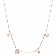 Alef Bet Necklaces Rose Gold Love Necklace with a Sparkling Star of David - Silver, Gold or Rose Gold