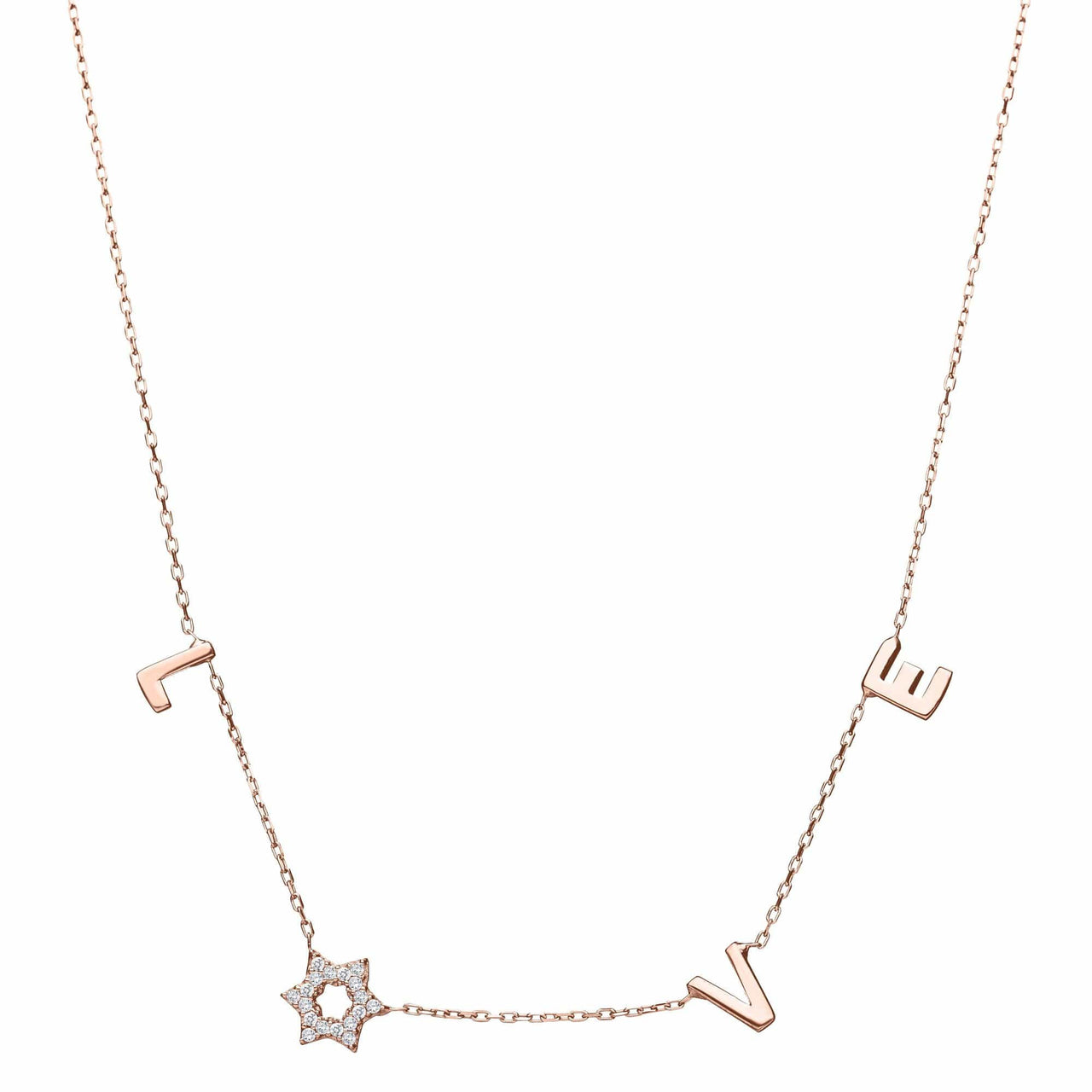 Alef Bet - Love Necklace in 14k Gold with Diamond Star of David - Rose Gold - ModernTribe