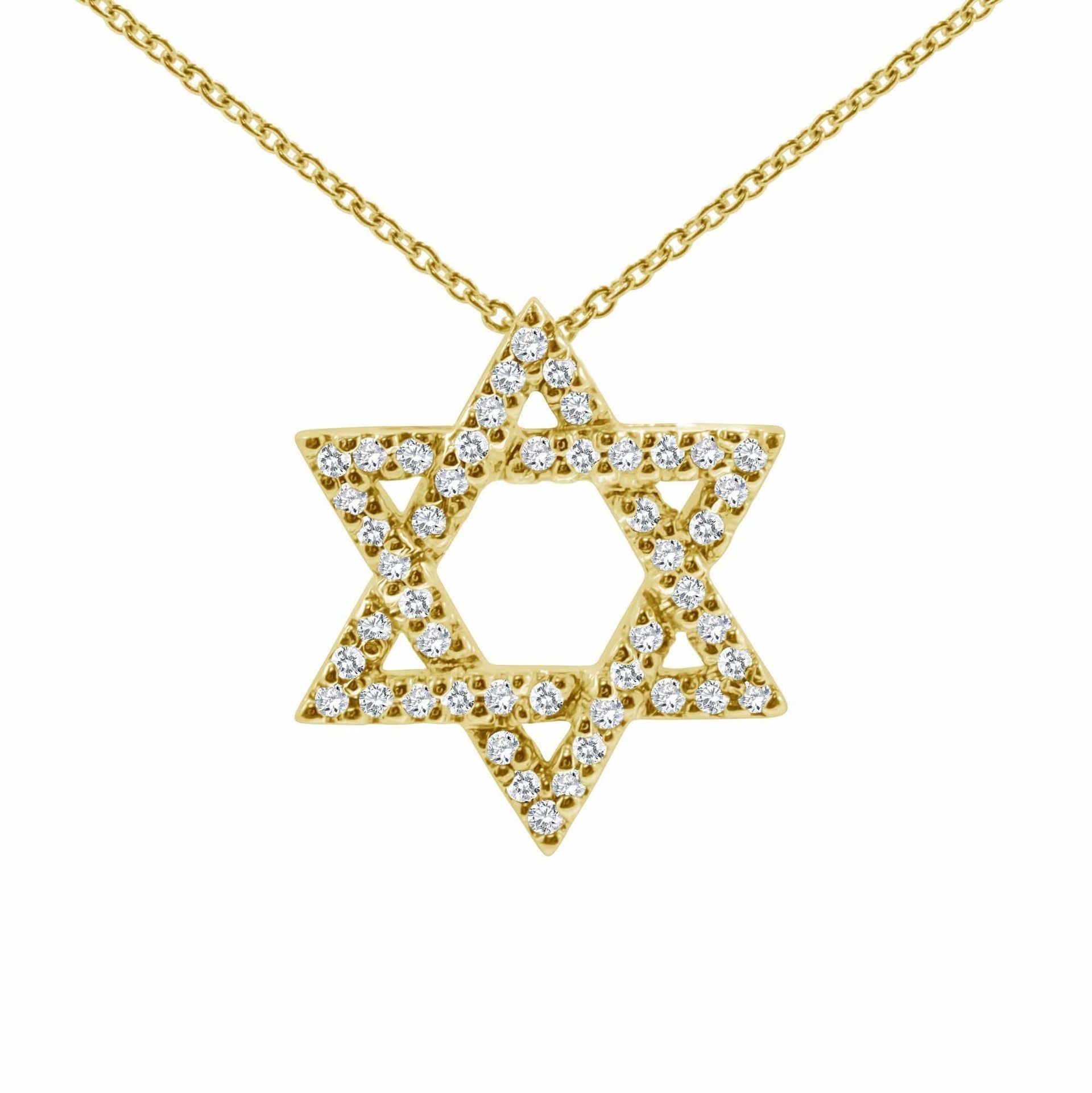 Diamond Pendant with Jewish Star of David in 14K Yellow Gold, White Gold or Rose Gold - Rose Gold 16 Chain