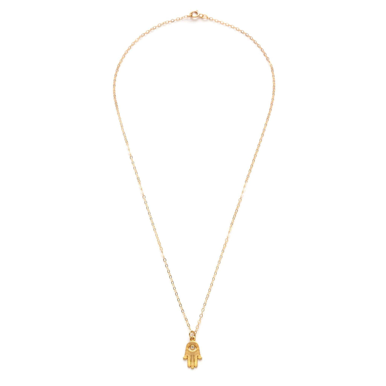 Stitch and Stone - Dainty Hamsa Necklace with Crystal Eye - ModernTribe