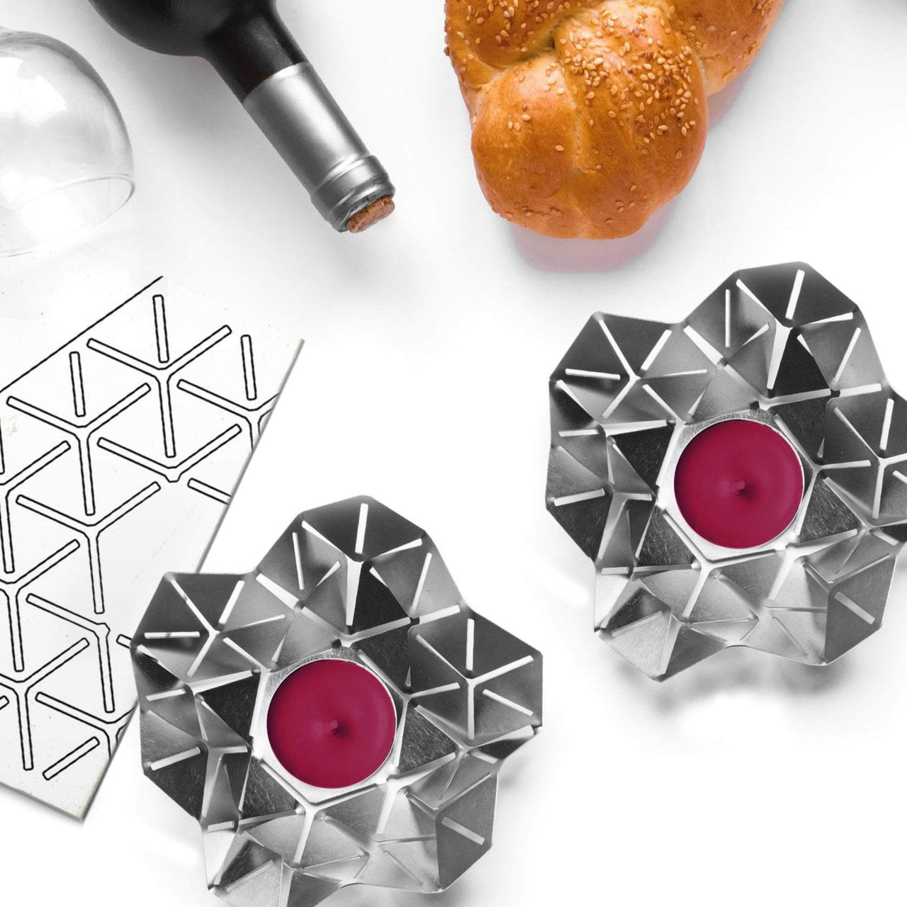 Studio Wallaby - Kano Shabbat Candlesticks Set by Studio Wallaby - Steel - ModernTribe