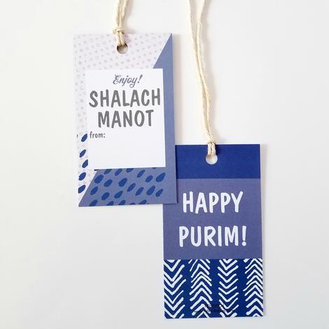 Tchotch Shop Decoration Blue Shalach Manot Purim Gift Tags 10 Pack