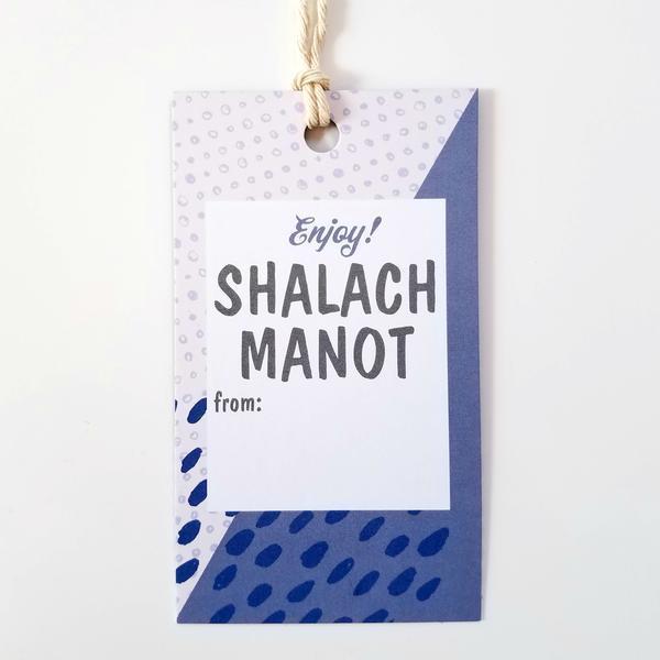 Tchotch Shop Decoration Blue Shalach Manot Purim Gift Tags 10 Pack