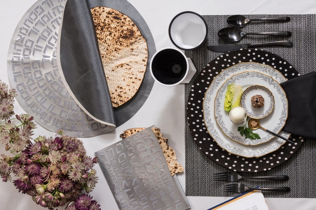 Apeloig Collection - Type Matzah Cover - Silver or Champagne - ModernTribe