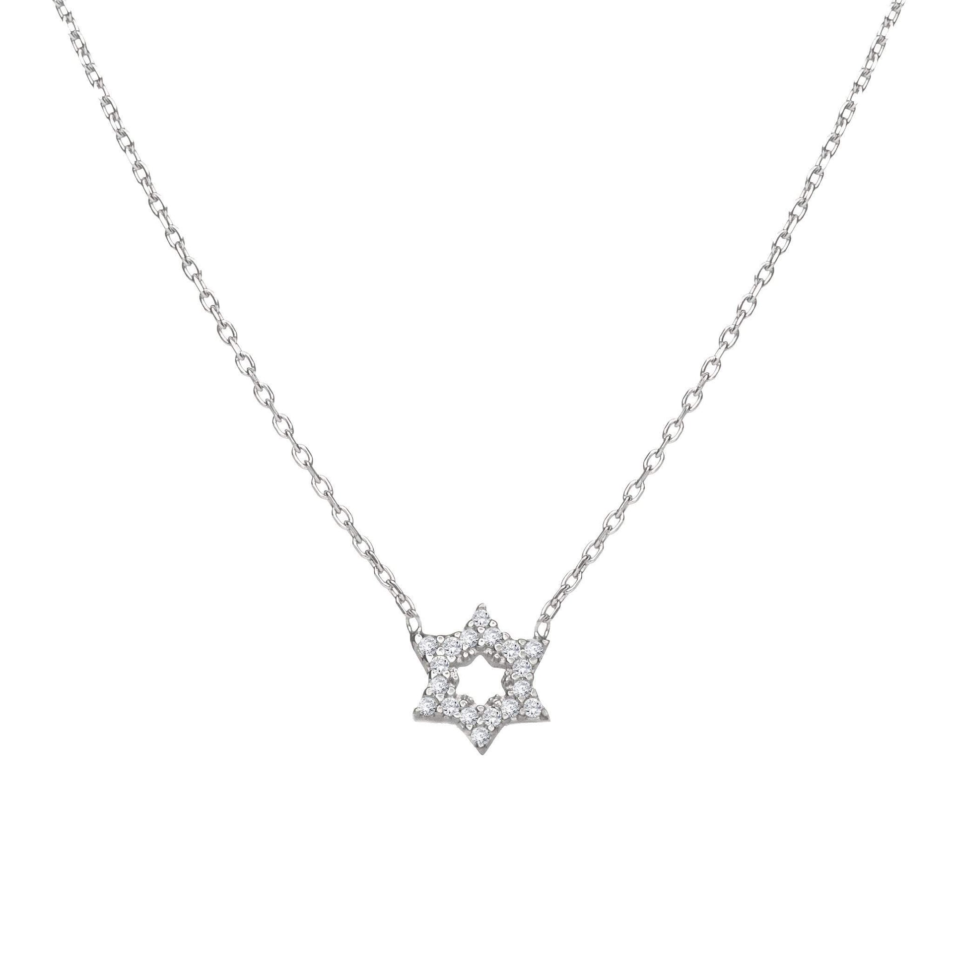 Alef Bet Necklaces Silver Star of David Sparkle Necklace - Gold, Silver or Rose Gold