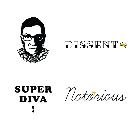 Ruth Bader Ginsburg RBG Supreme Ink Temporary Tattoos