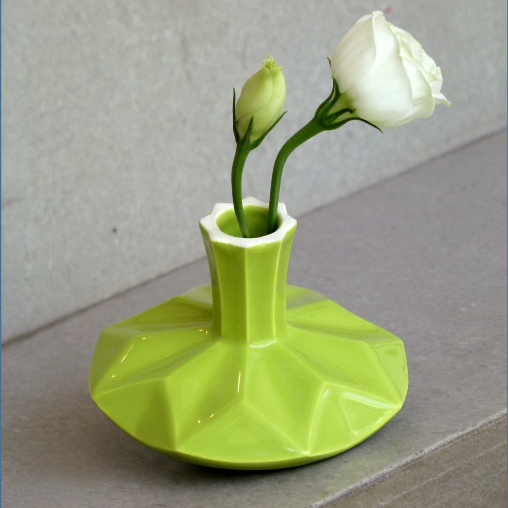Studio Armadillo Vase Origami Dreidel Vase - Green
