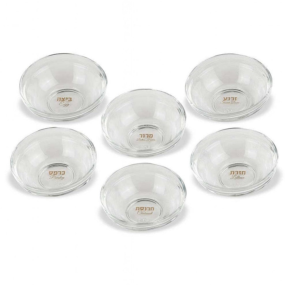 Seder Plate Glass Dishes with Gold Symbols