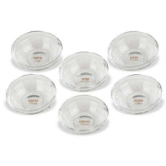 Seder Plate Glass Dishes with Gold or Silver Symbols