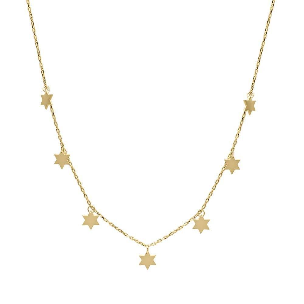 Alef Bet Necklaces Dangle Delightfully Star of David Necklace - Silver or Gold