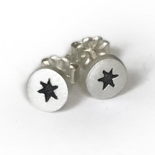 Tiny Dot Star of David Sterling Silver Earrings by Emily Rosenfeld