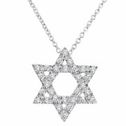 Alef Bet Necklaces 14k White Gold / 16" Star of David Sparkling Diamond 14k Gold Necklace - Gold, White Gold or Rose Gold