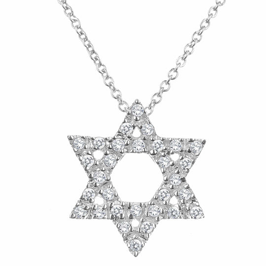 Sparkling Star of David Diamond Necklace - 14k Yellow, White or Rose Gold