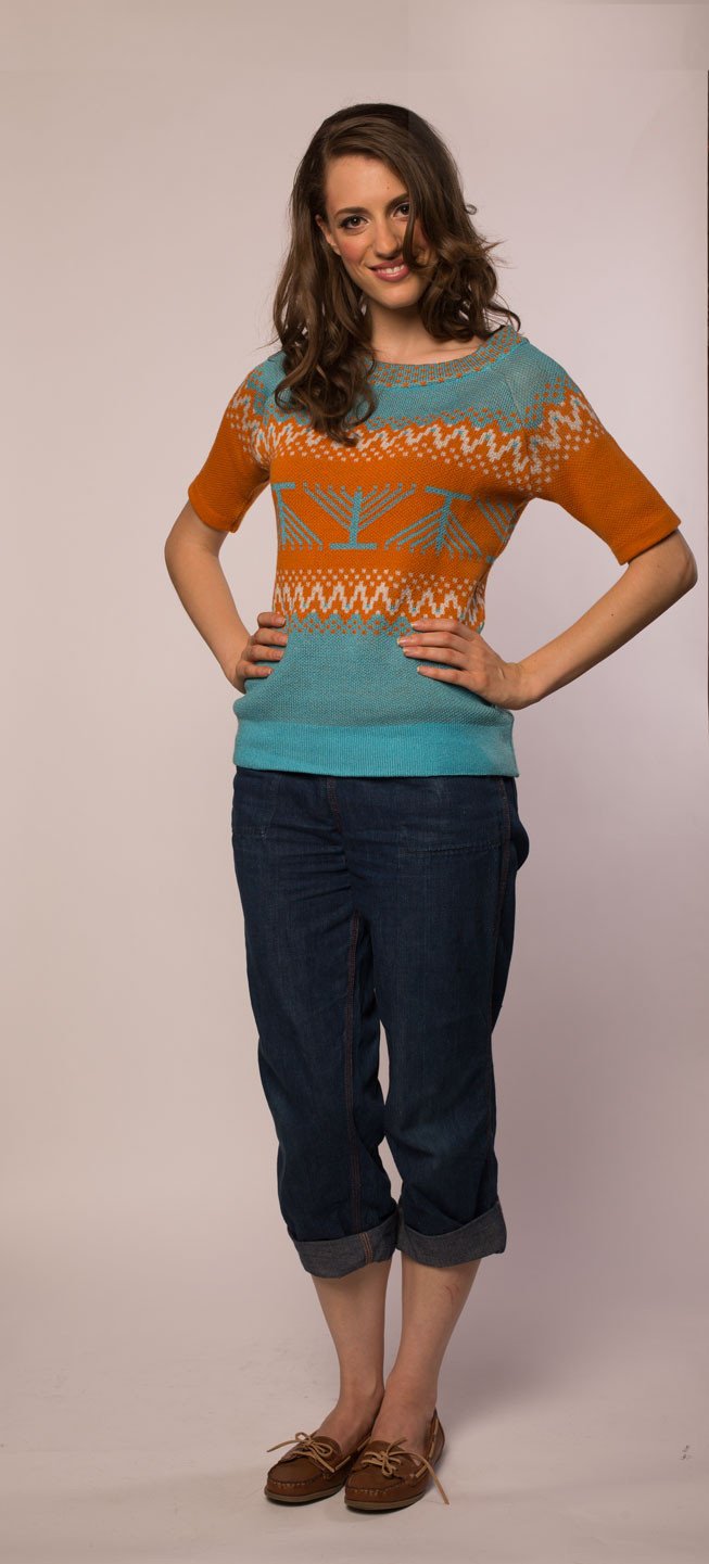 Geltfiend Sweaters Candleschtick Women's Pullover Hanukkah Sweater in Teal