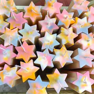 Esh Candles Tie Dye Star of David Pillar Candle