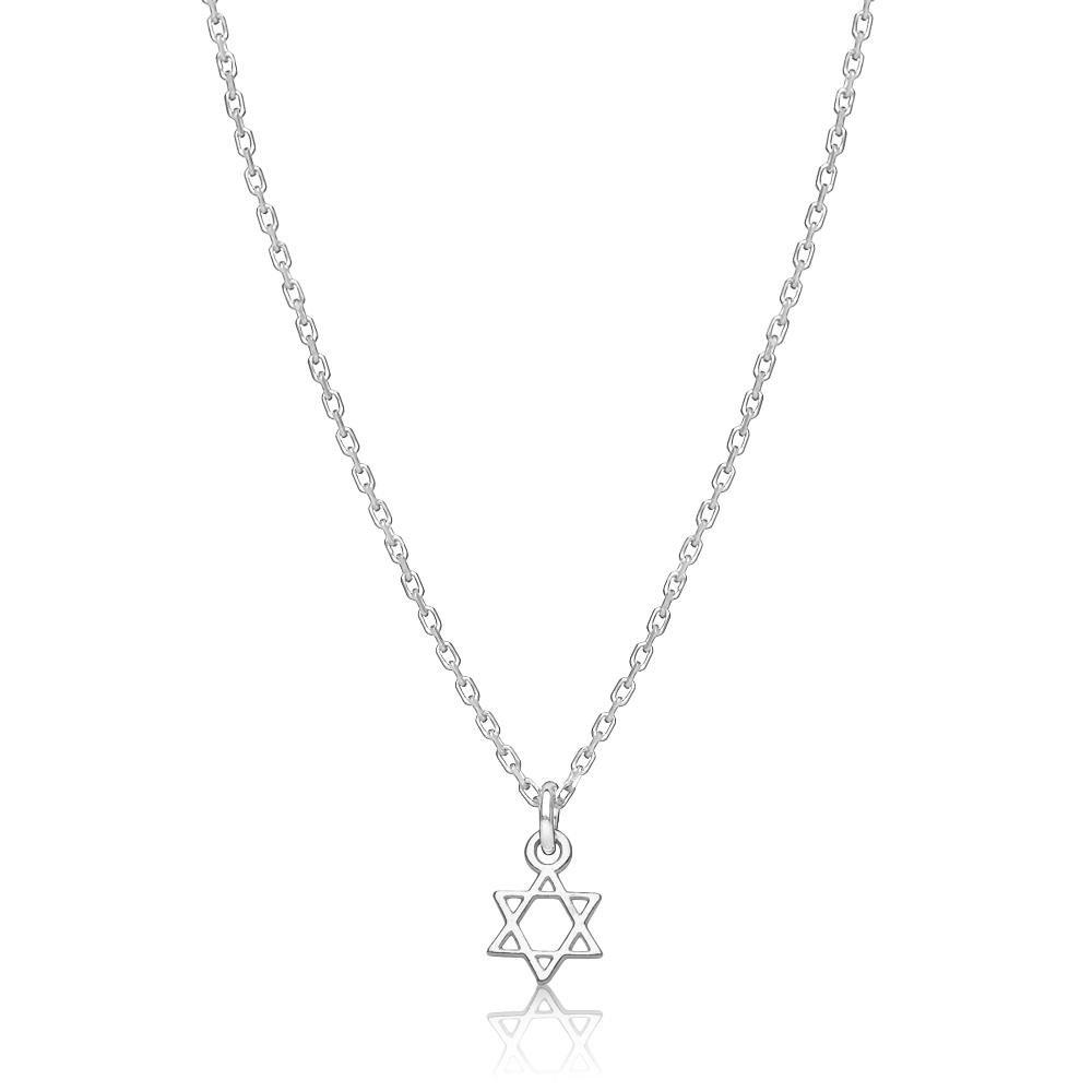 Alef Bet Necklaces Sterling Silver Tiny Jewish Star of David Necklace - Sterling Silver or Gold